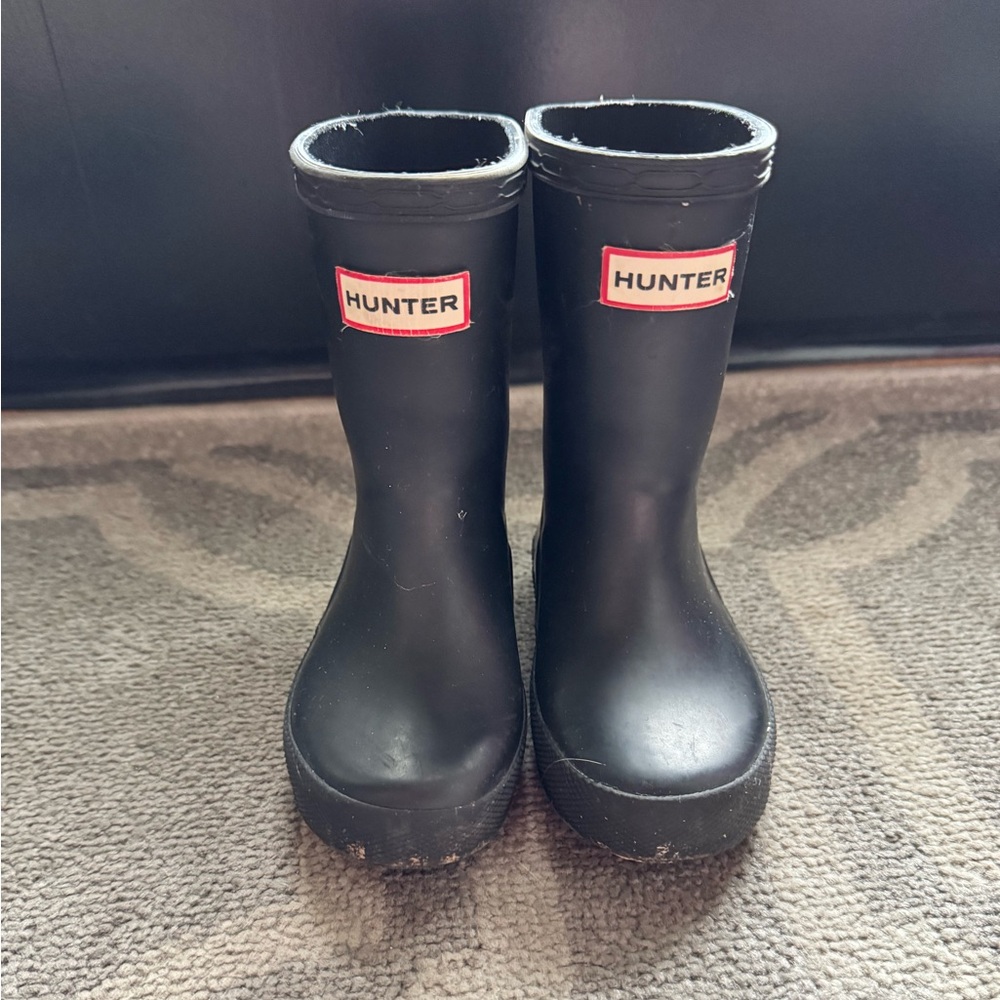 Hunter Matte Black Kids Rain Boots 7T